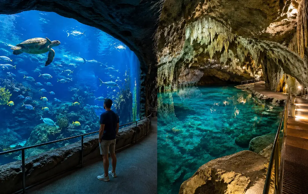 aquarium and crystal caves in Bermuda